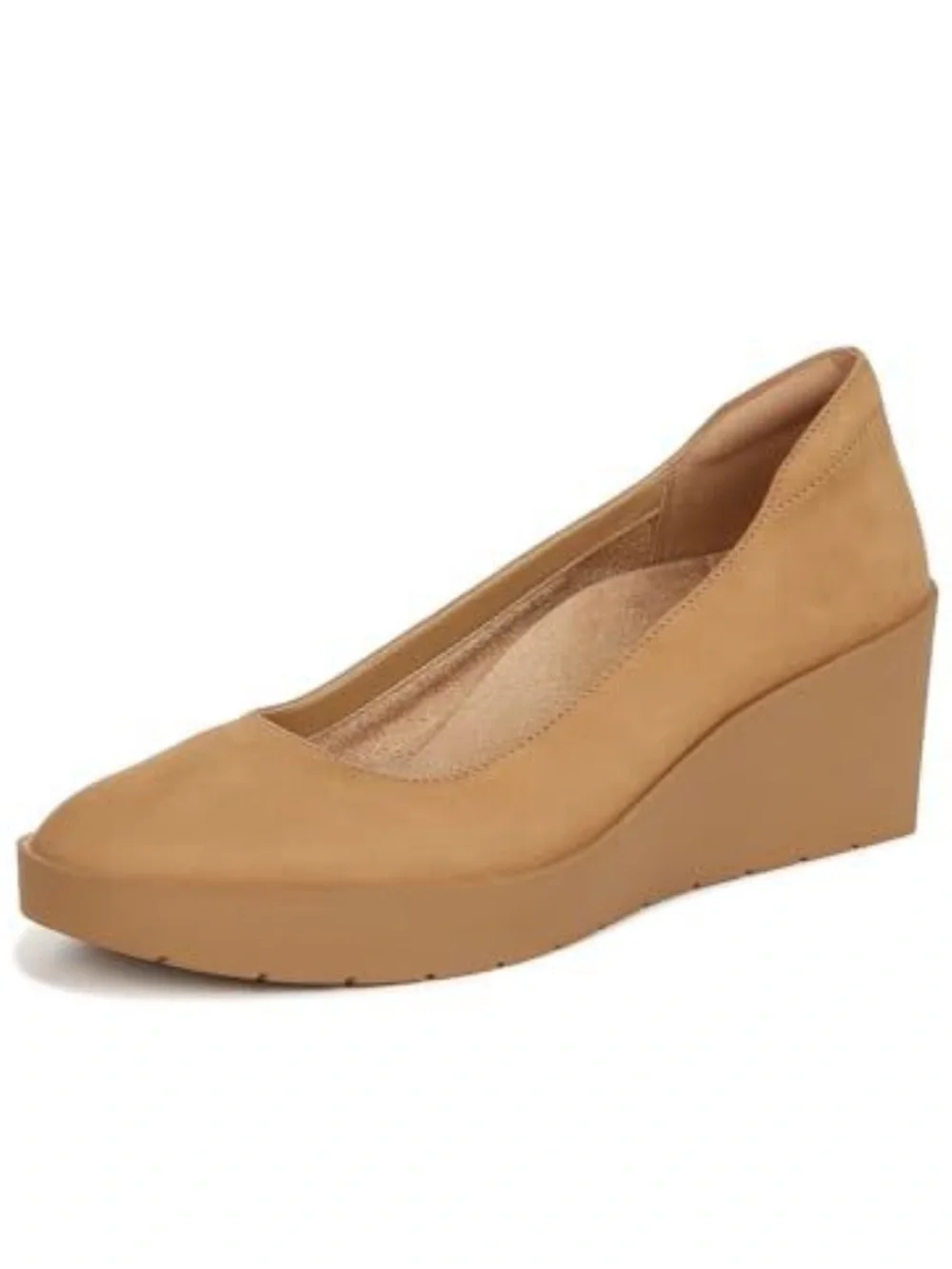 Vionic 6 Sutro Sereno Comfortable Tan Platform Wedge Pumps Camel Nubuck Leather